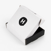 Sleek White Box with Black Logo