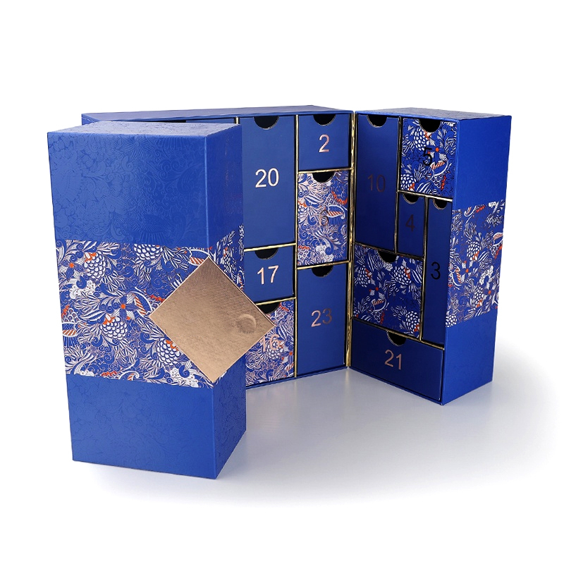 Custom Blue Christmas Advent 24 Calendar Box