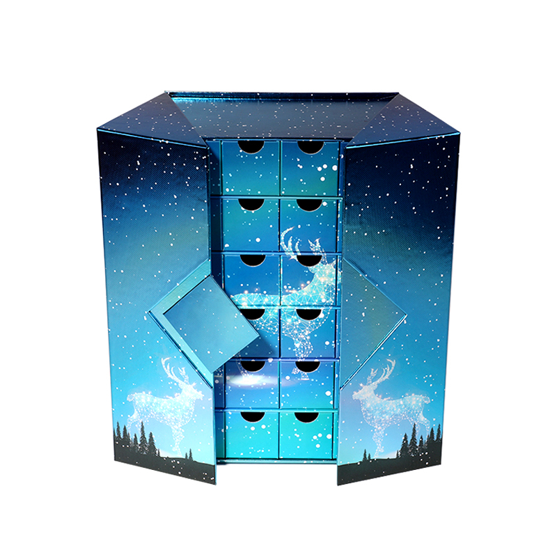 Custom Double Door Blue Gradient Christmas Advent Gift Set