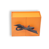 Custom Luxury Orange Double Door Rigid Gift Box with Ribbon