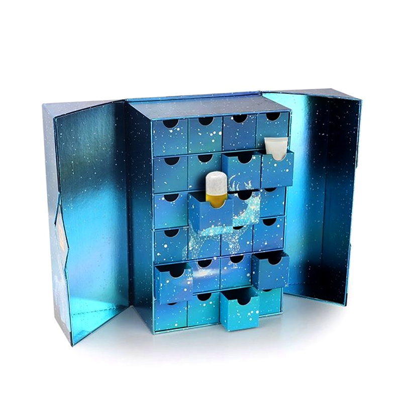 Custom Double Door Blue Gradient Christmas Advent Gift Set