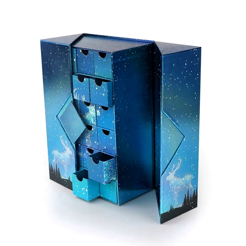 Custom Double Door Blue Gradient Christmas Advent Gift Set
