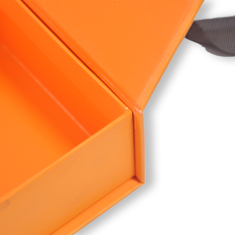 Custom Luxury Orange Double Door Rigid Gift Box with Ribbon
